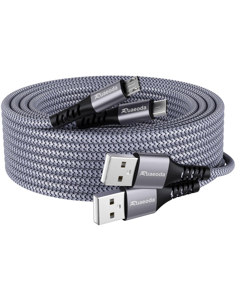 Ruaeoda Micro USB Cable Android Charger 6ft 2PACK Compatible with PS4 Charger Cord - High Speed 2.0 USB A Male to Micro USB Nylon Braided Cable for Android Phone - Image 2