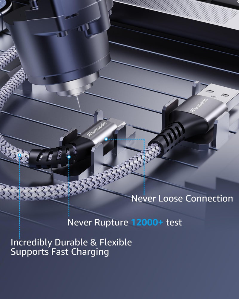 Ruaeoda Micro USB Cable Android Charger 6ft 2PACK Compatible with PS4 Charger Cord - High Speed 2.0 USB A Male to Micro USB Nylon Braided Cable for Android Phone - Image 3