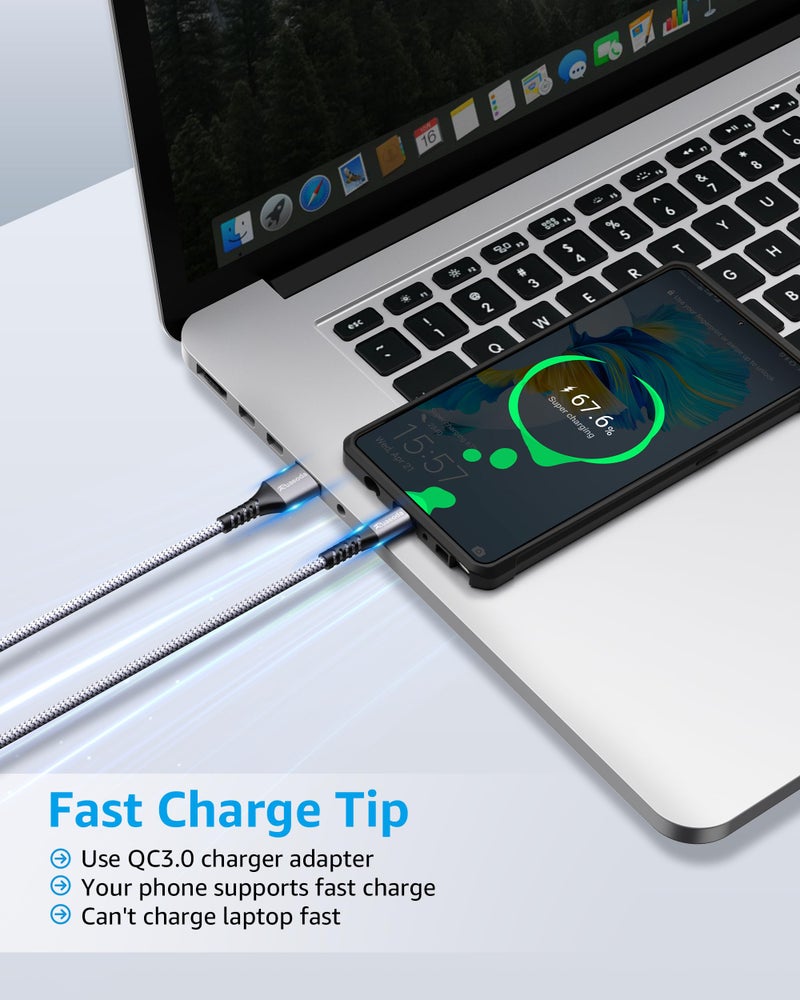 Ruaeoda Micro USB Cable Android Charger 6ft 2PACK Compatible with PS4 Charger Cord - High Speed 2.0 USB A Male to Micro USB Nylon Braided Cable for Android Phone - Image 4
