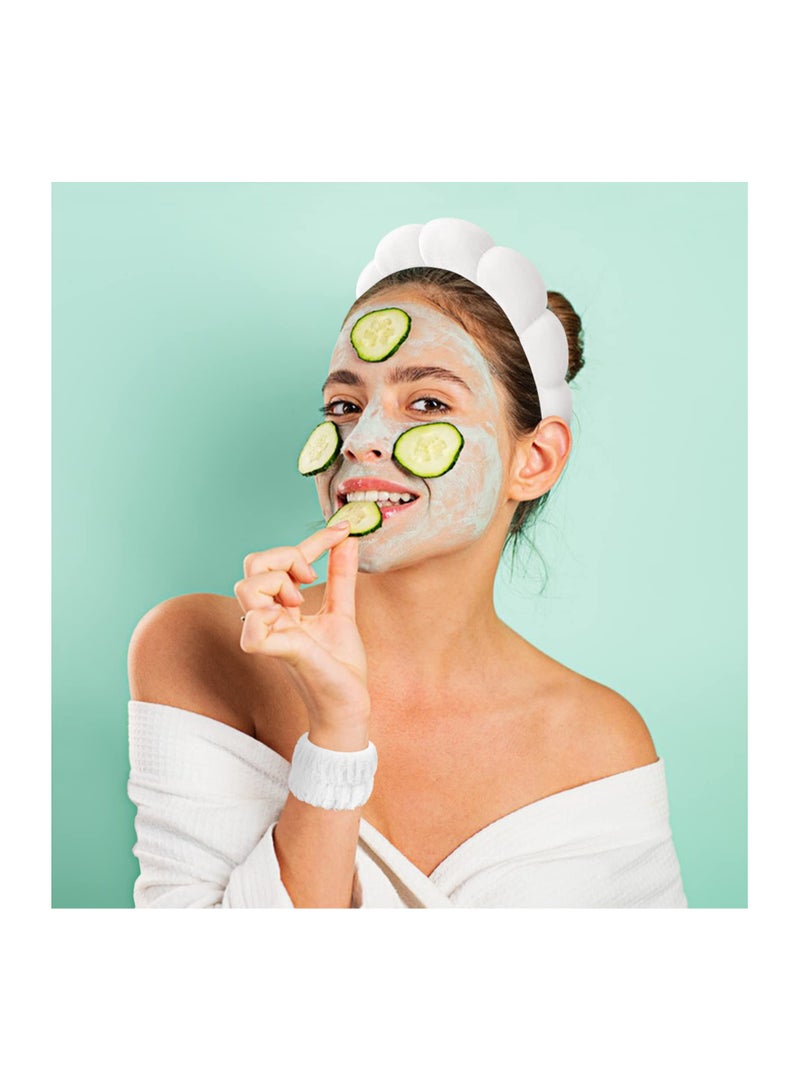 Excefore Spa Headband for Women, 2 Pack Sponge & Terry Towel Cloth Fabric Head Band for Skincare, Face Washing, Makeup Removal, Shower, Hair Accessories - Black & White - Image 5