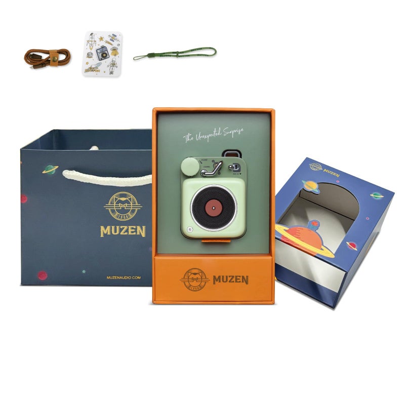 Muzen Mini Bluetooth Speaker, Button Portable Metal Small Cute Wireless Speaker, Rechargeable HiFi Loud Volume Audio Speaker with Portable Lanyard and Gift Box, Classic Retro Decor - Image 1