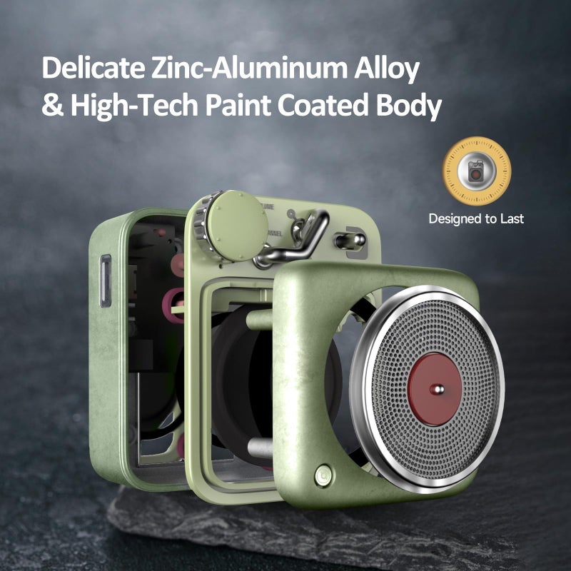Muzen Mini Bluetooth Speaker, Button Portable Metal Small Cute Wireless Speaker, Rechargeable HiFi Loud Volume Audio Speaker with Portable Lanyard and Gift Box, Classic Retro Decor - Image 3