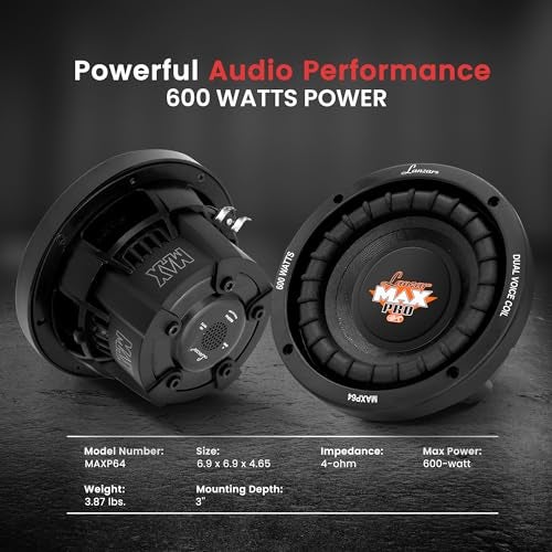 Pyle Lanzar 6.5” Car Subwoofer Speaker - Black Non-Pressed Paper Cone, Aluminum Voice Coil, 4 Ohm Impedance, 600 Watt Power and Foam Edge Suspension for Vehicle Audio Stereo Sound System - MAXP64 - Image 3