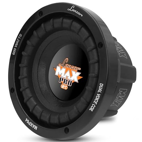 Pyle Lanzar 6.5” Car Subwoofer Speaker - Black Non-Pressed Paper Cone, Aluminum Voice Coil, 4 Ohm Impedance, 600 Watt Power and Foam Edge Suspension for Vehicle Audio Stereo Sound System - MAXP64 - Image 1