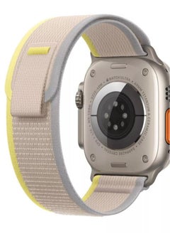 Nylon Replacement Band Compatible with Apple Watch Series Ultra/Ultra 2 Size 49mm Beige with Yellow Color