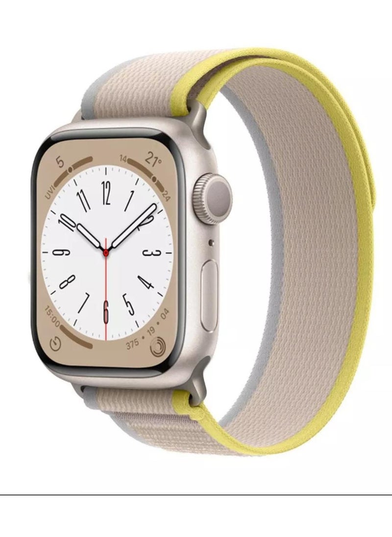 Generic - Nylon Replacement Band Compatible with Apple Watch Series Ultra/Ultra 2 Size 49mm Beige with Yellow Color - Image 1