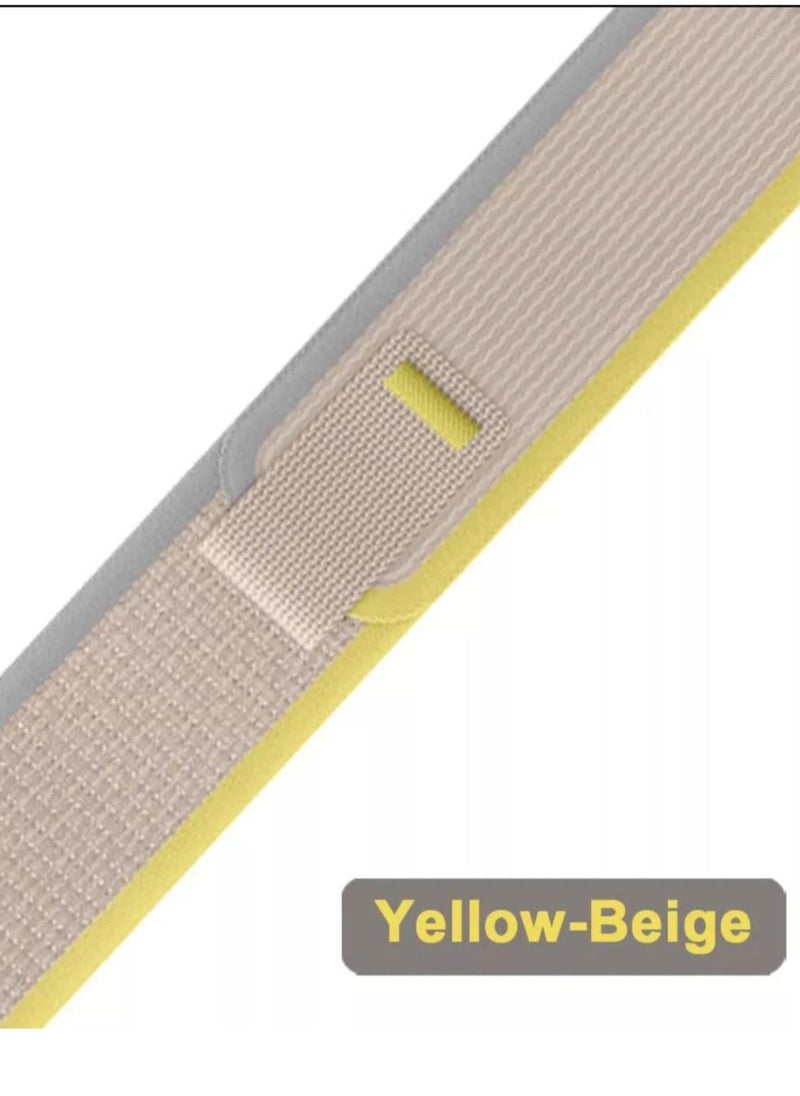 Generic - Nylon Replacement Band Compatible with Apple Watch Series Ultra/Ultra 2 Size 49mm Beige with Yellow Color - Image 1