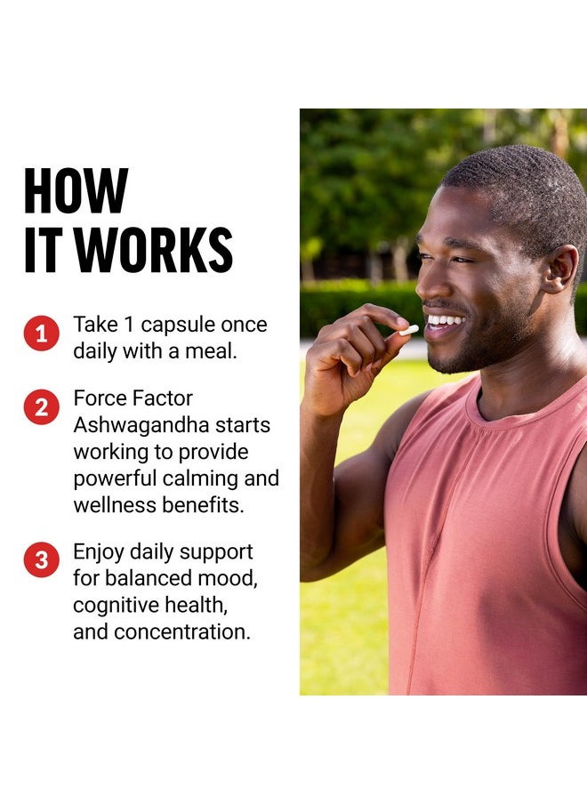 Force Factor FORCE FACTOR Ashwagandha Supplements Made with Premium Vegan Ashwagandha Powder, Adaptogens to Support Stress and Cognitive Health, No Gelatin, Non-GMO, 60 Capsules  - Image 4