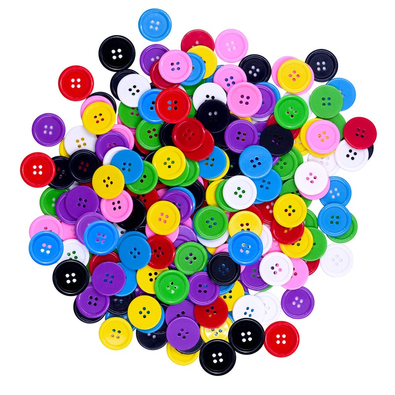 240 PCS in 8 Colors Round Multicolored 4 Holes Resin Buttons 25mm for Sewing Craft 1 Inch