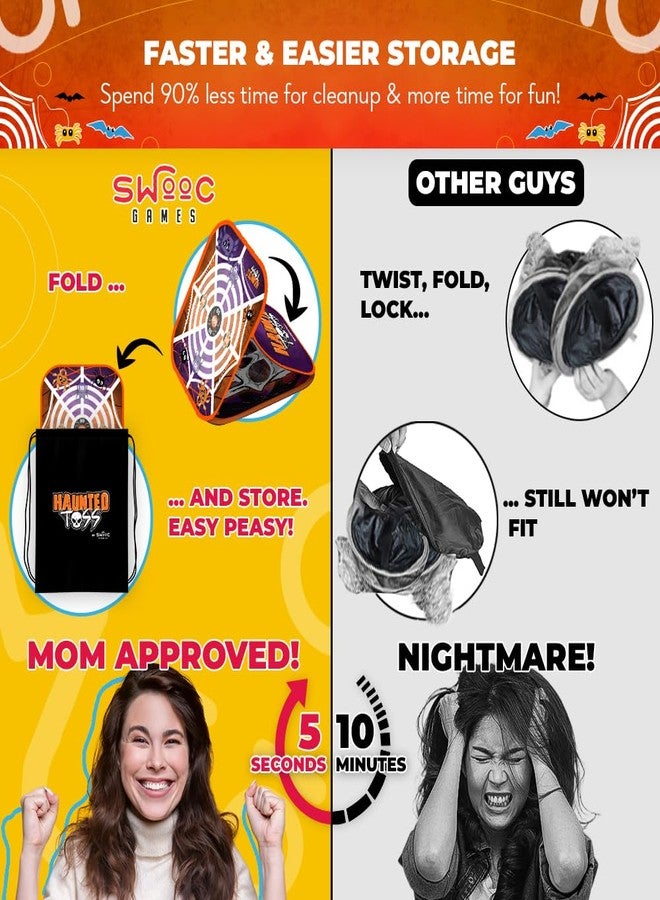Swooc Games® - Haunted Toss™ | Halloween Games for Kids | 2-in-1 Bean Bag Toss Game | 5-Second Setup | Spooky Halloween Party Games for Kids | Fall Bean Bag Toss Cornhole | Carnival Party Activities - Image 5
