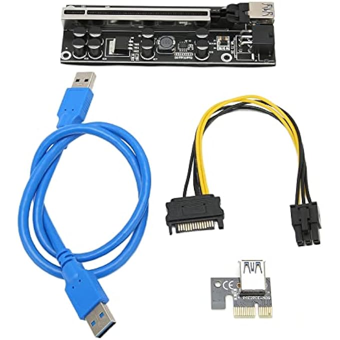 rayihni PCIE RISER,PCB 6PIN PCIE 1X/4X/8X/16X INTERFACE RISER STABLE 8 FP CAPACITORS GOLD PLATED USB3.0 INTERFACE ADAPTER CARD, FOR WIN 7 FOR WIN 8 FOR WIN10 FOR - Image 1