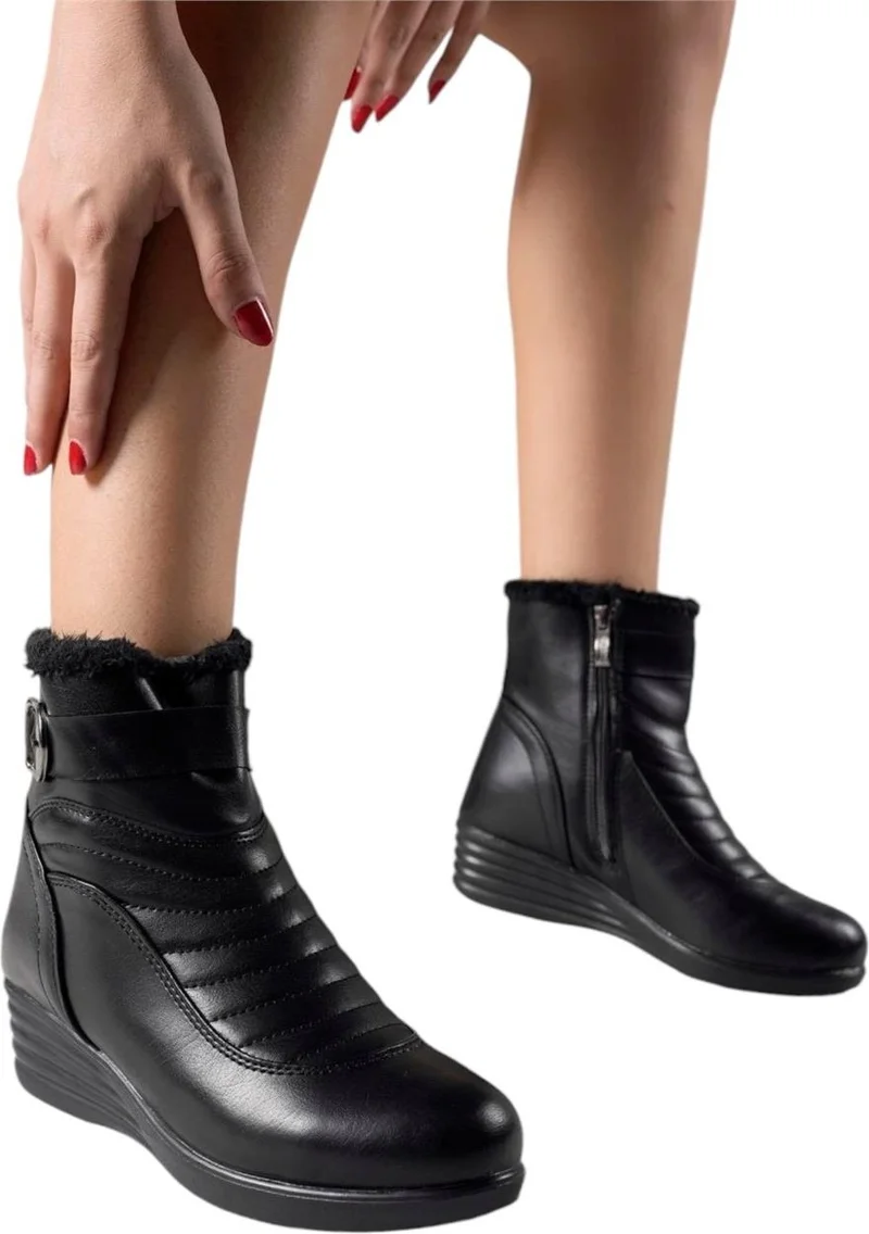 Liger Women's Zippered Furry Cold Proof Lightweight Non-Slip Sole Boots (Size 36-42) Black