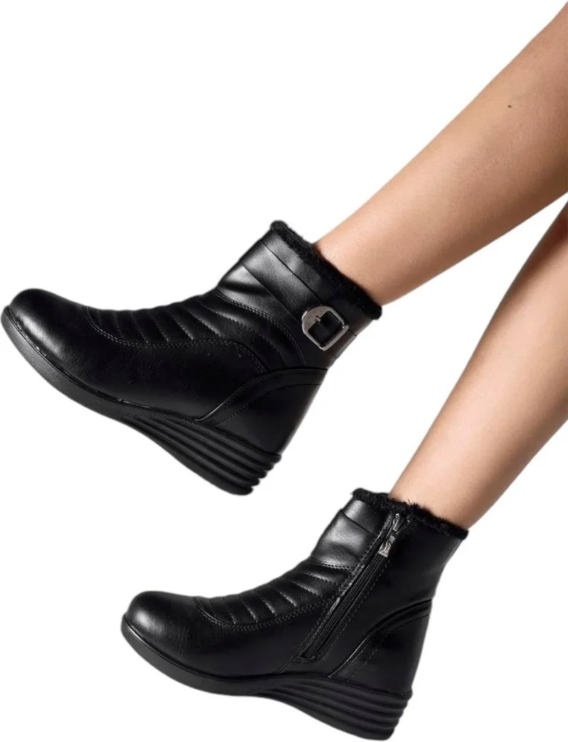 Liger Women's Zippered Furry Cold Proof Lightweight Non-Slip Sole Boots (Size 36-42) Black