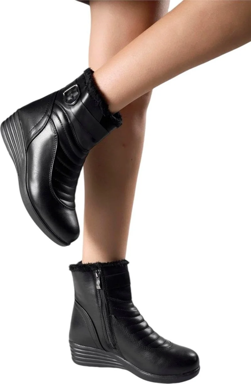 Liger Women's Zippered Furry Cold Proof Lightweight Non-Slip Sole Boots (Size 36-42) Black
