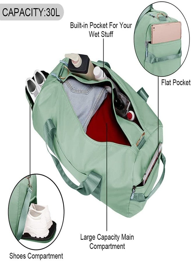 AAGNA Nylon Sports Gym Foldable Travel Duffle Bag, Sports Duffle Bag, Shoulder Handbag for Women, Outdoor Weekend Bag with Shoe and Wet Clothes Compartments (Green) - Image 2