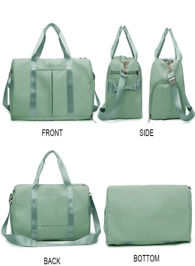 AAGNA Nylon Sports Gym Foldable Travel Duffle Bag, Sports Duffle Bag, Shoulder Handbag for Women, Outdoor Weekend Bag with Shoe and Wet Clothes Compartments (Green) - Image 3