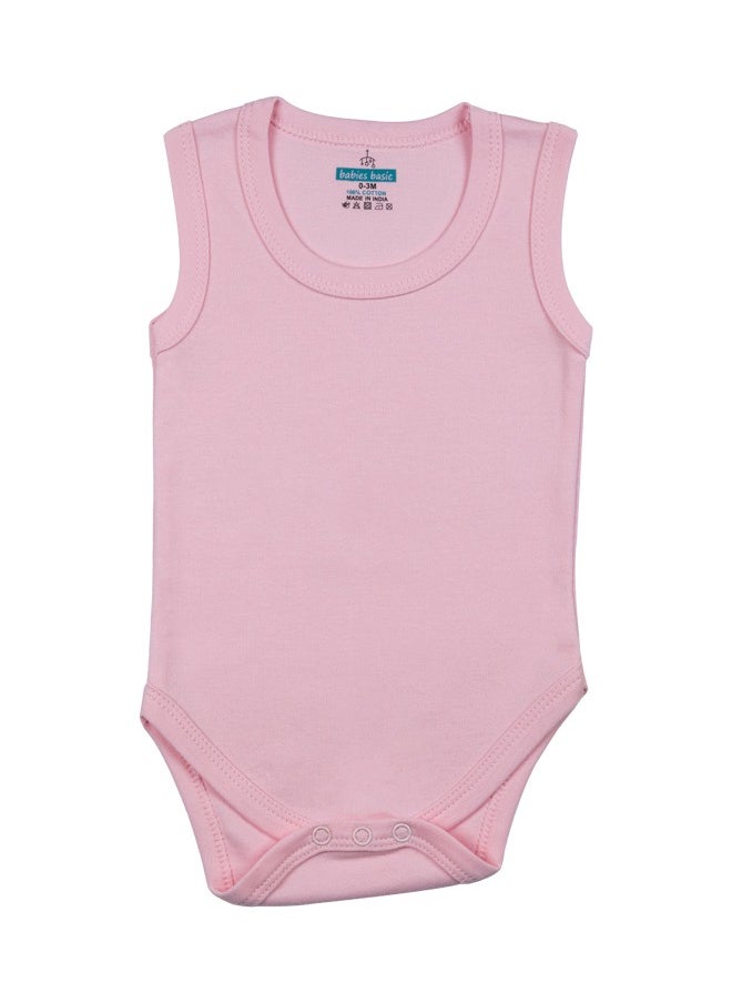 Babies Basic - 100% Super Combed Cotton, Sleeveless Romper/Bodysuit, For New Born To 24Months, Set Of 6 - Blue, Orange, Brown, Pink, Lemon, White - Image 1