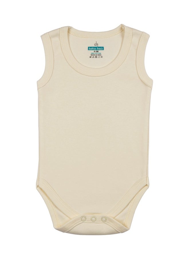 Babies Basic - 100% Super Combed Cotton, Sleeveless Romper/Bodysuit, For New Born To 24Months, Set Of 6 - Blue, Orange, Brown, Pink, Lemon, White - Image 1
