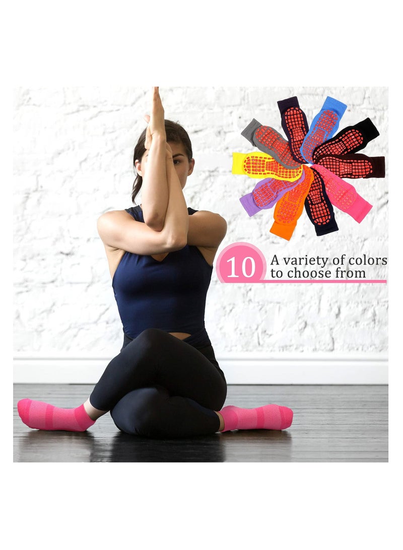 SYOSI جوارب قبضة غير قابلة للانزلاق لليوجا والبيلاتس وجوارب المستشفى ذات النعل المبطن للرجال والنساء والبيلاتس والباريه 10 أزواج - Image 5