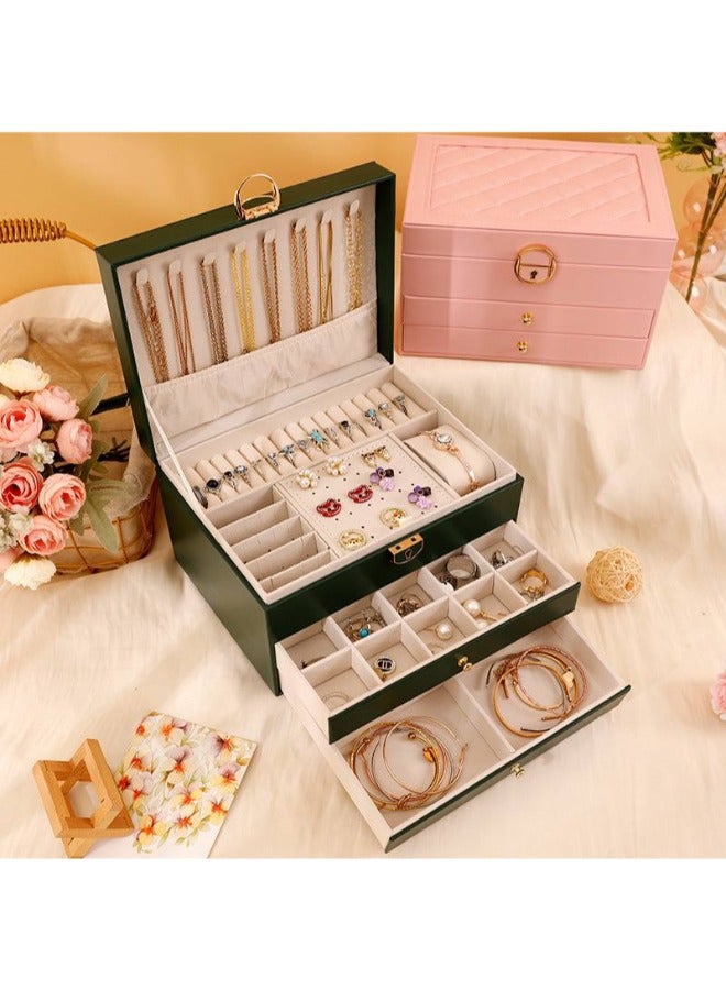 Keep your jewelry and accessories organMulti-Layer Jewelry and Accessories Organizer Bag. A practical and elegant design that offers spacious storage with dedicated compartments for earrings, bracelets, rings, and necklaces. Perfect for travel or daily use, making it the ideal addition to organize your precious items. - Image 4