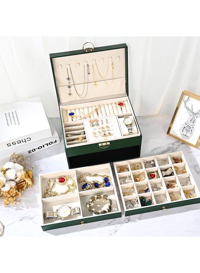 Keep your jewelry and accessories organMulti-Layer Jewelry and Accessories Organizer Bag. A practical and elegant design that offers spacious storage with dedicated compartments for earrings, bracelets, rings, and necklaces. Perfect for travel or daily use, making it the ideal addition to organize your precious items. - Image 1