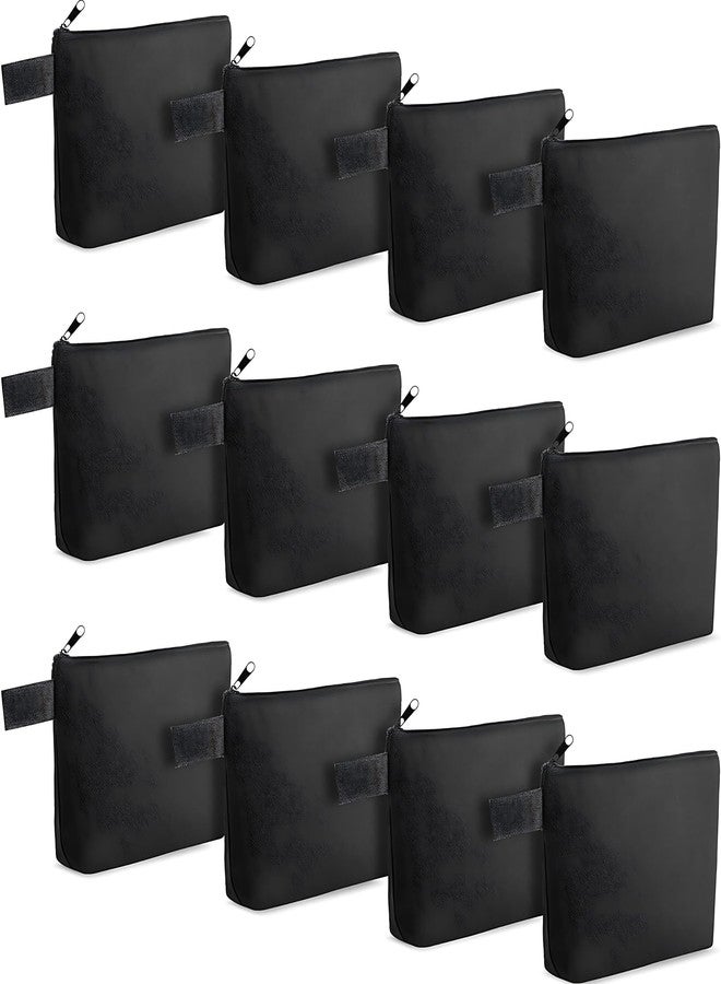 Metsi 12 Pack Canvas Makeup Bag - Cosmetic Pouches with Zipper, DIY Plain Toiletry Bags for Women, Travel, Weddings, Stationery, Gifts, Dark Black - Image 1