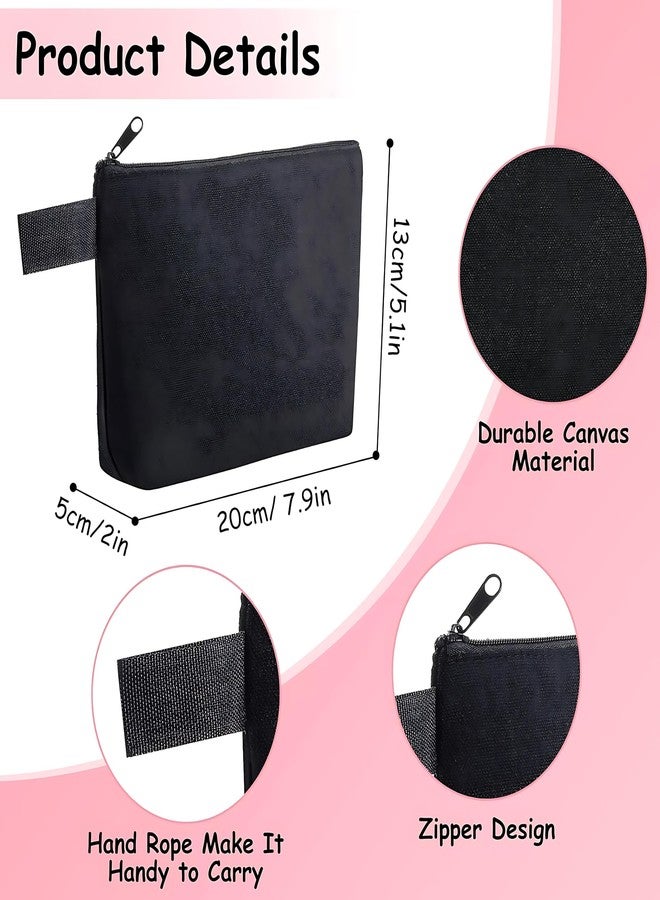 Metsi 12 Pack Canvas Makeup Bag - Cosmetic Pouches with Zipper, DIY Plain Toiletry Bags for Women, Travel, Weddings, Stationery, Gifts, Dark Black - Image 2