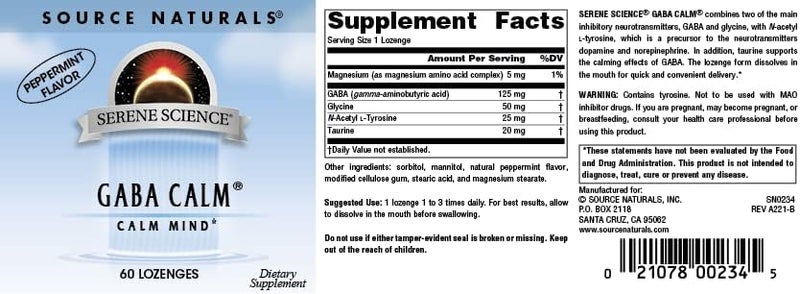 Source Naturals Serene Science GABA Calm Quick Dissolving Peppermint Flavor  60 Lozenges - Image 4