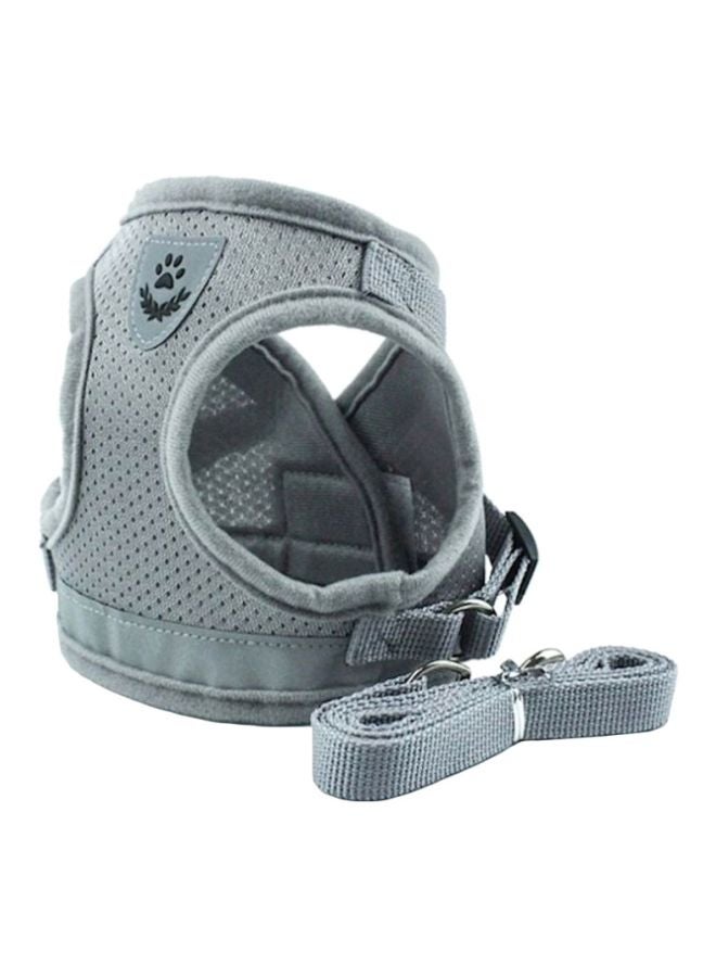 NIBEMINENT Reflective Chest Harness With Leash Grey Large - Image 1