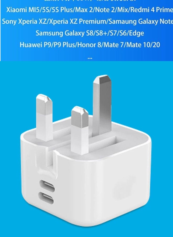 Neutral 50W USB + Dual USB-C Power Adapter, power brick only (cables not included), compatible with PD/QC/SCP/FCP/Samsung AFC/Apple 2.4A/BC and other fast-charging protocols (white) - Image 3