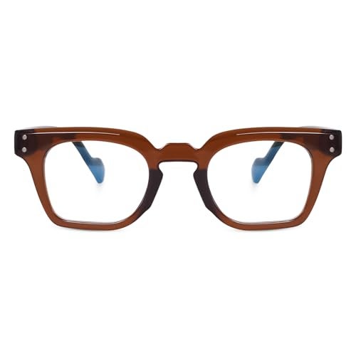Peter Jones Brown/Green Square Unisex Medium Blue Light Blocking Computer/Gaming Glasses (5668FBGR) - Image 1