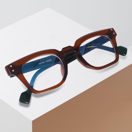 Peter Jones Brown/Green Square Unisex Medium Blue Light Blocking Computer/Gaming Glasses (5668FBGR) - Image 5