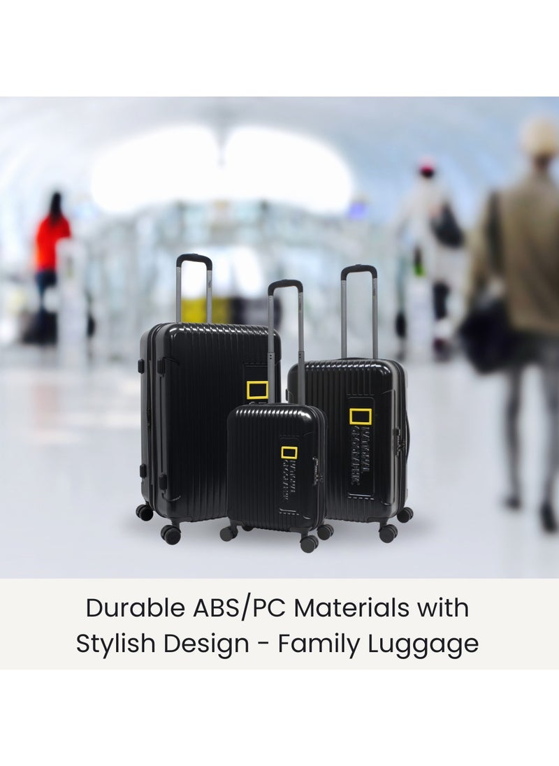 NATIONAL GEOGRAPHIC National Geographic Canyon ABS/PC Hardshell Luggage Set Black, Durable Lightweight Expandable Anti-theft Zipper TSA Lock Travel Suitcase, 4 Double Wheel 3pcs Trolley Bag (20+24+28 Inch).  - Image 2