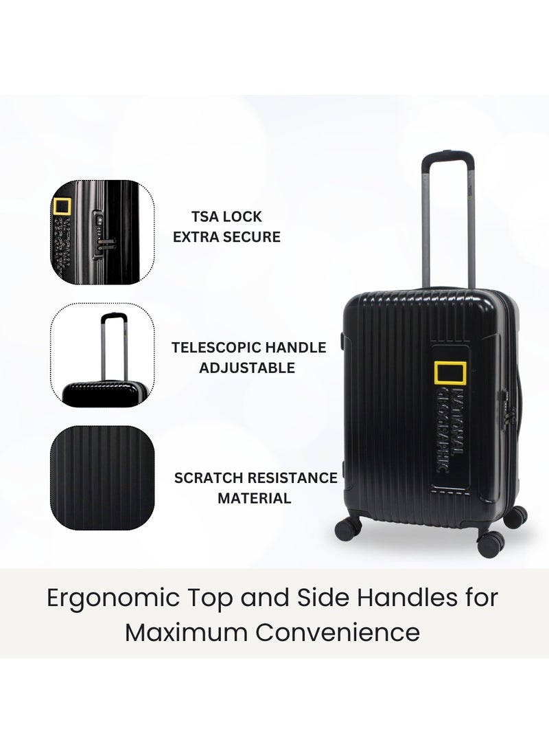NATIONAL GEOGRAPHIC National Geographic Canyon ABS/PC Hardshell Luggage Set Black, Durable Lightweight Expandable Anti-theft Zipper TSA Lock Travel Suitcase, 4 Double Wheel 3pcs Trolley Bag (20+24+28 Inch).  - Image 5
