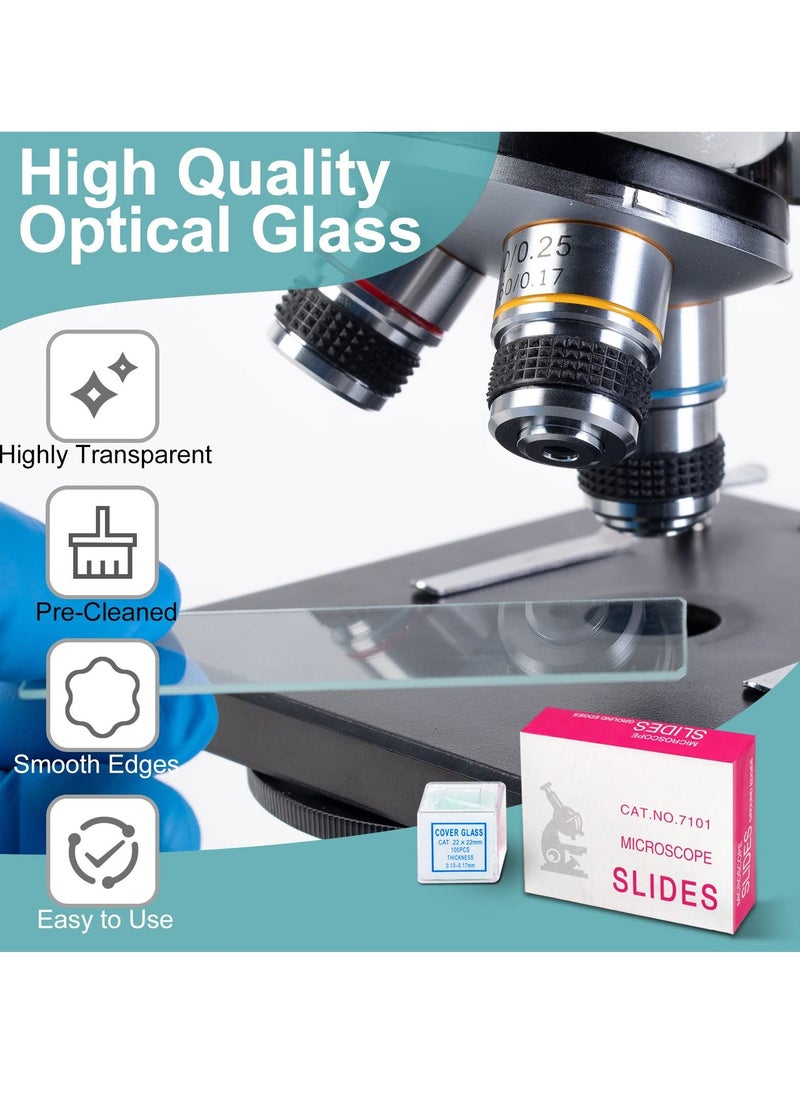 300 Pack Microscope Slides Coverslips, Glass Prepared Slides for Microscope Accessories, 200 Slides, 100 Coverslips, for Microscopy Experiments and Analysis, Suitable for Most Microscopes  - Image 4