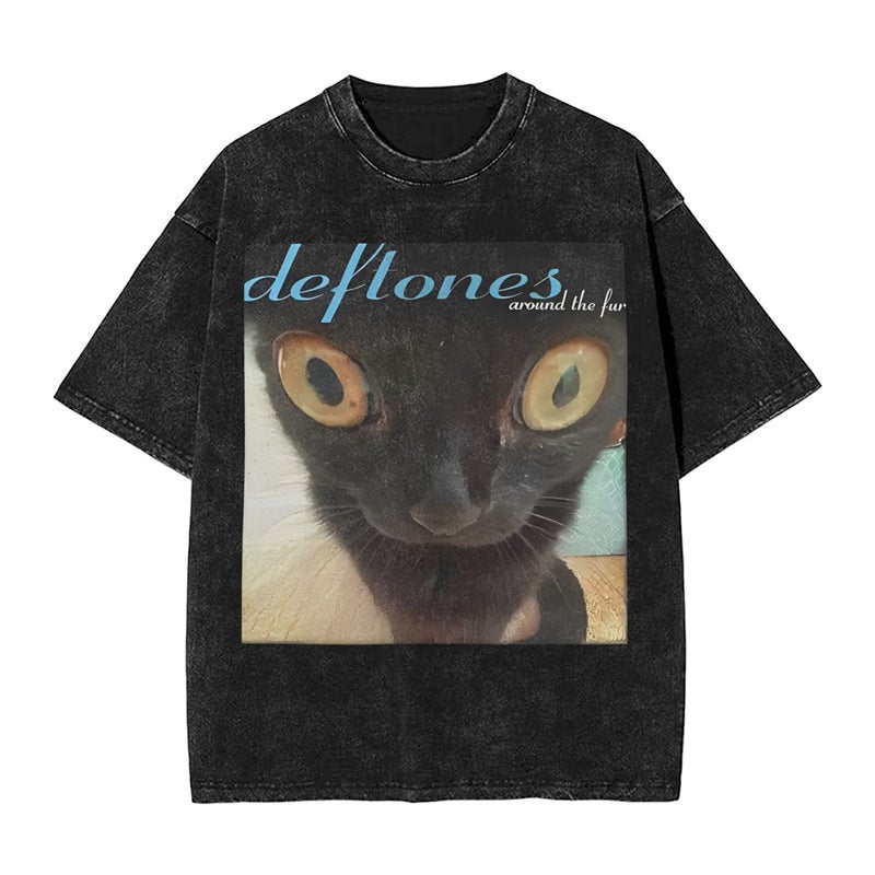Washed T Shirt Deftones Music Band Hip Hop Fashion T-Shirts - Image 1