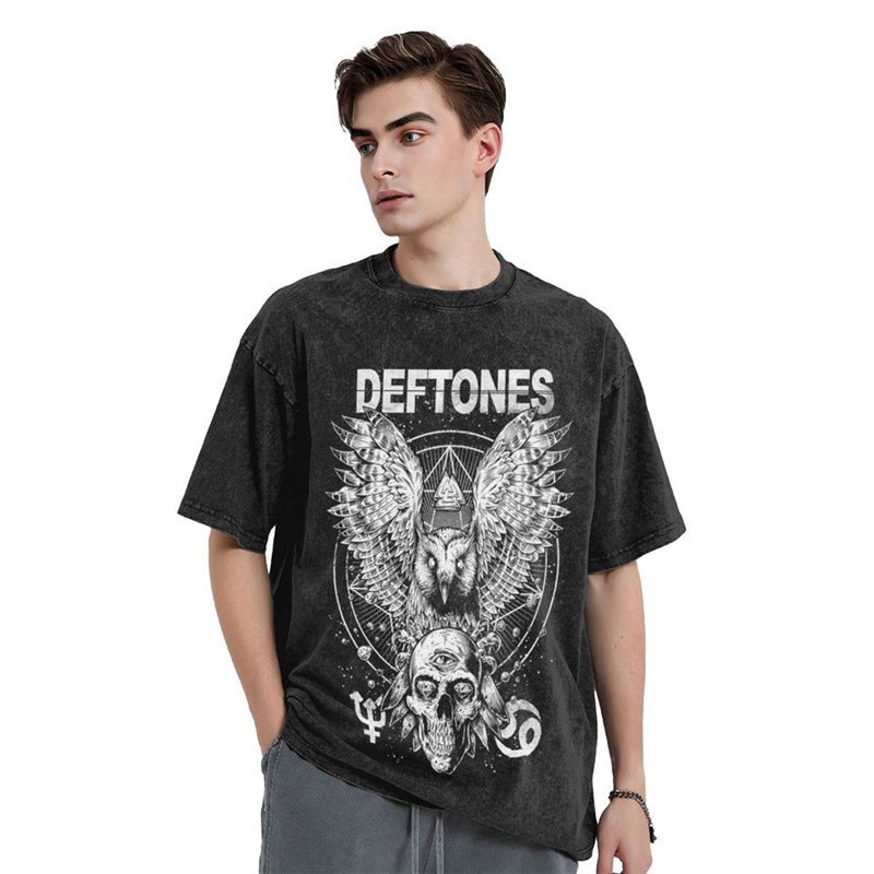Washed T Shirt Deftones Music Band Hip Hop Fashion T-Shirts - Image 3