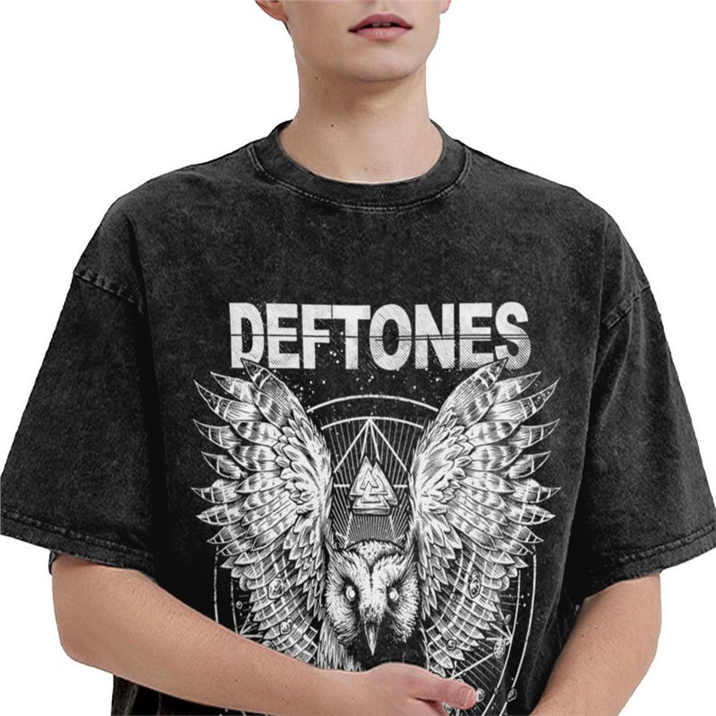 Washed T Shirt Deftones Music Band Hip Hop Fashion T-Shirts - Image 4