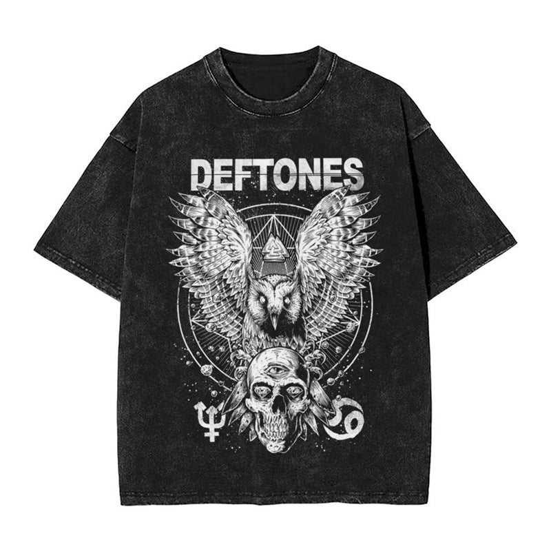 Washed T Shirt Deftones Music Band Hip Hop Fashion T-Shirts - Image 2