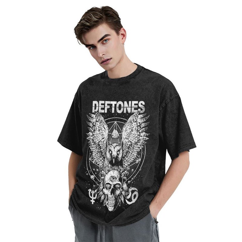 Washed T Shirt Deftones Music Band Hip Hop Fashion T-Shirts - Image 5