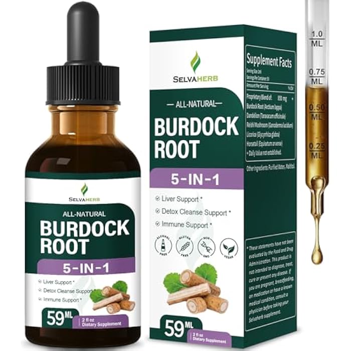 Selvaherb صبغة جذر الأرقطيون العضوية لصحة الكبد، مكملات عشبية مع مستخلص الهندباء وذنب الحصان لتنظيف الكبد، صبغة ريشي والعرقسوس لدعم المناعة. 2 أونصة - Image 1