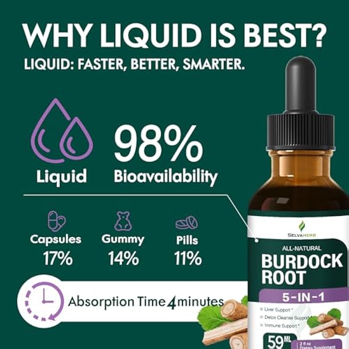 Selvaherb صبغة جذر الأرقطيون العضوية لصحة الكبد، مكملات عشبية مع مستخلص الهندباء وذنب الحصان لتنظيف الكبد، صبغة ريشي والعرقسوس لدعم المناعة. 2 أونصة - Image 5