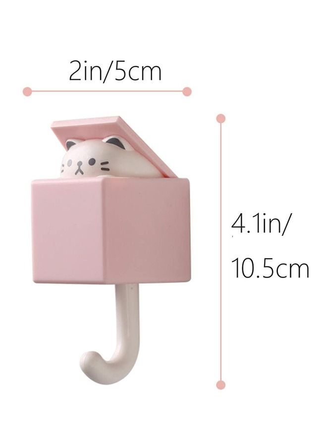 4PCS Cat Hook, Non-Punching Adhesive Hook, Retractable Cat Hook, Wall Hanging, for Hanging Keys, Bags, Hats, Towel (Pink Orange, Green Purple)  - Image 2