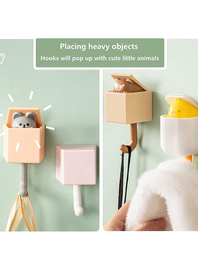 4PCS Cat Hook, Non-Punching Adhesive Hook, Retractable Cat Hook, Wall Hanging, for Hanging Keys, Bags, Hats, Towel (Pink Orange, Green Purple)  - Image 4