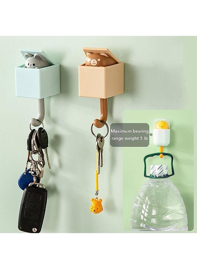 4PCS Cat Hook, Non-Punching Adhesive Hook, Retractable Cat Hook, Wall Hanging, for Hanging Keys, Bags, Hats, Towel (Pink Orange, Green Purple)  - Image 3