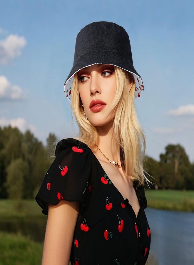 DOCILA Cherries Bucket Hat Women Men Cute Fruits Print Fisherman Sun Hats Halloween Cherry Costume Outfit Accessories - Image 4