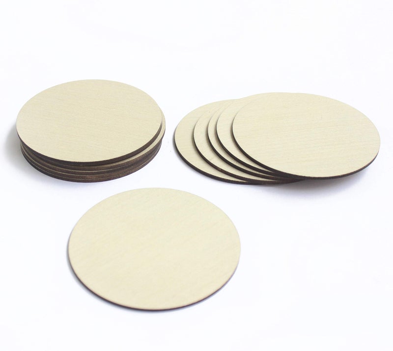 IVEI DIY Wood Finished Coasters Round Plywood Sheet Craft - Plain Wooden Coasters Circle Shaped Blank Cutouts for Painting Wooden Sheet Craft, - Set of 12 (3.5in X 3.5in) - Image 2