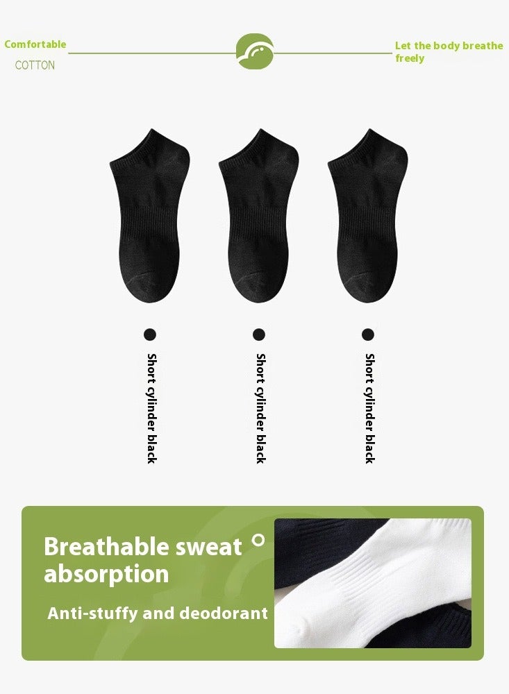 8 pairs of ankle socks in solid black color  - Image 2