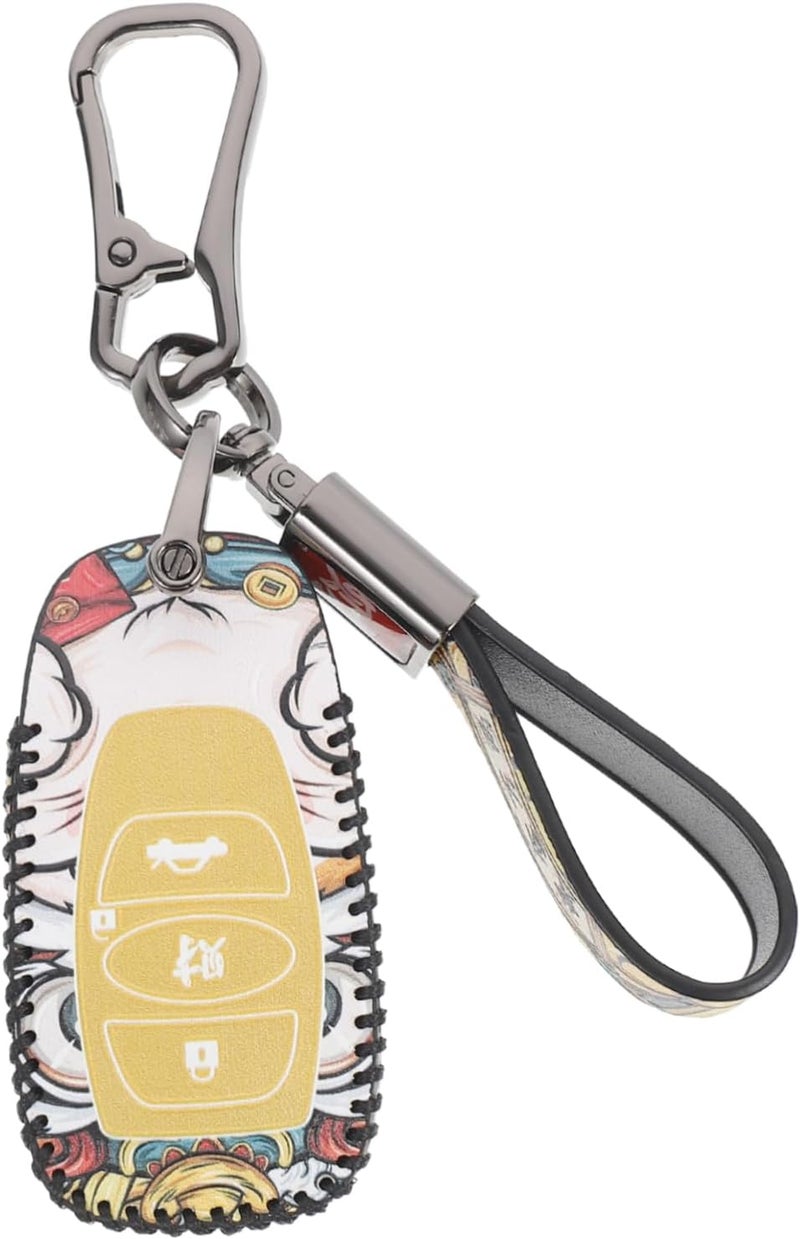 Car Key Chain Cover for Auto Key Holder Lanyard Keychain Clip Car Accessories Cowhide Stylish Design - Image 1