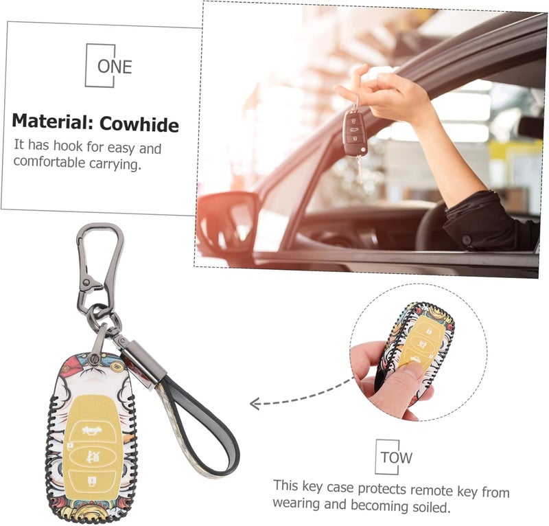 Car Key Chain Cover for Auto Key Holder Lanyard Keychain Clip Car Accessories Cowhide Stylish Design - Image 4